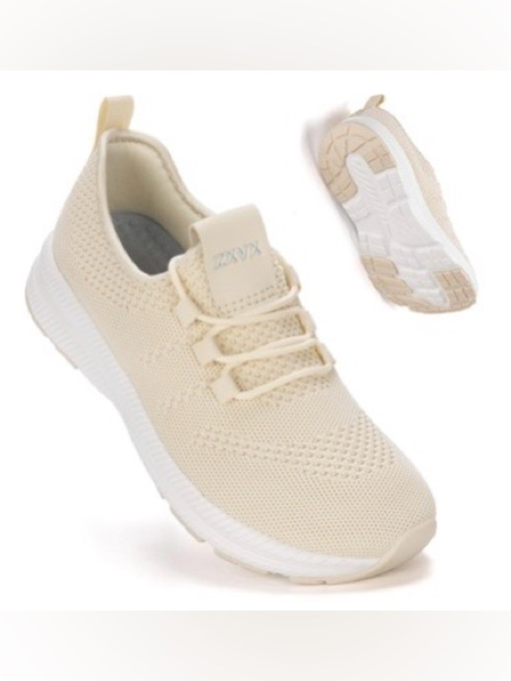 ZXVX Cream Knit Slip-On Athletic Sneakers NWOB